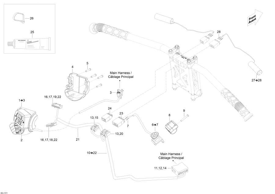 Snow mobile Lynx  - Steering Wiring Harness -   Wi  