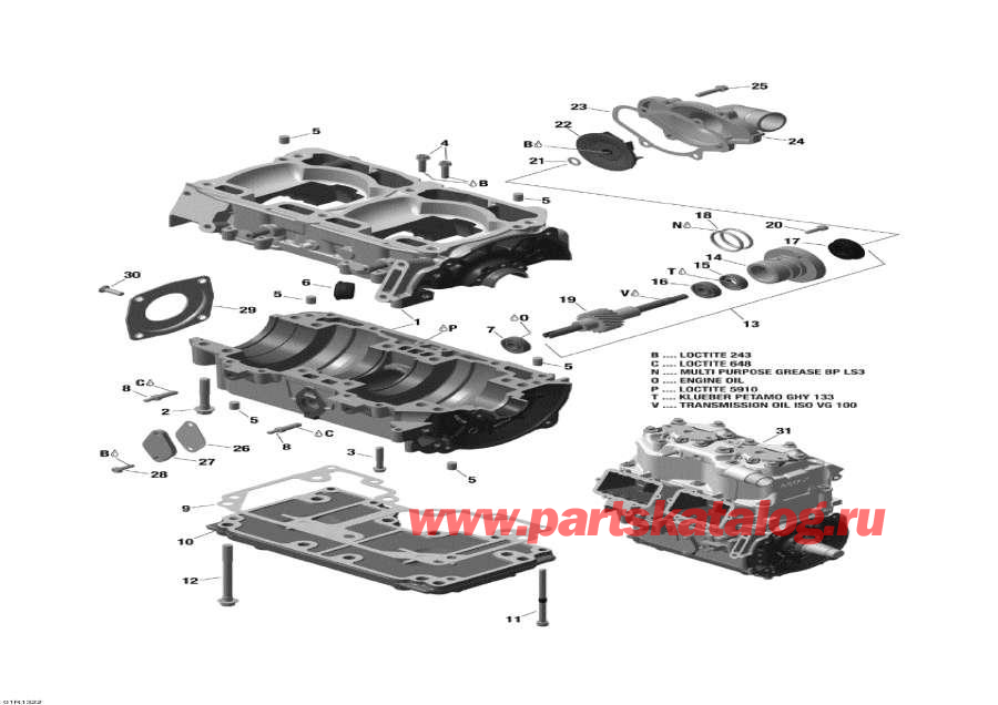 lynx  - Crankcase And Water Pump -     