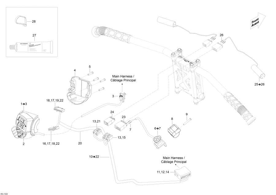 Snowmobiles lynx  - Steering Wiring Harness /   Wi  