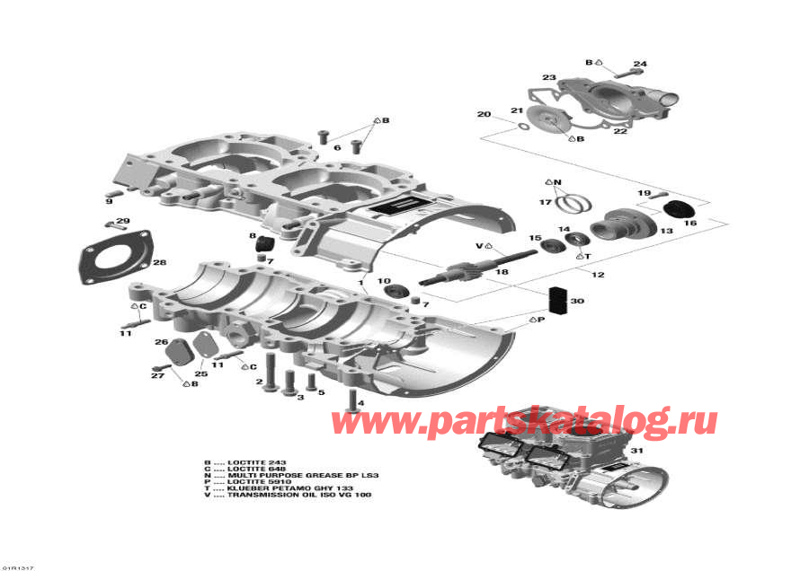 ��������� lynx  - ������ ��������� � ������� ����� - Crankcase And Water Pump