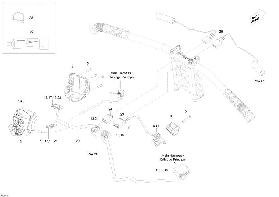 Snow mobile   - Steering Wiring Harness