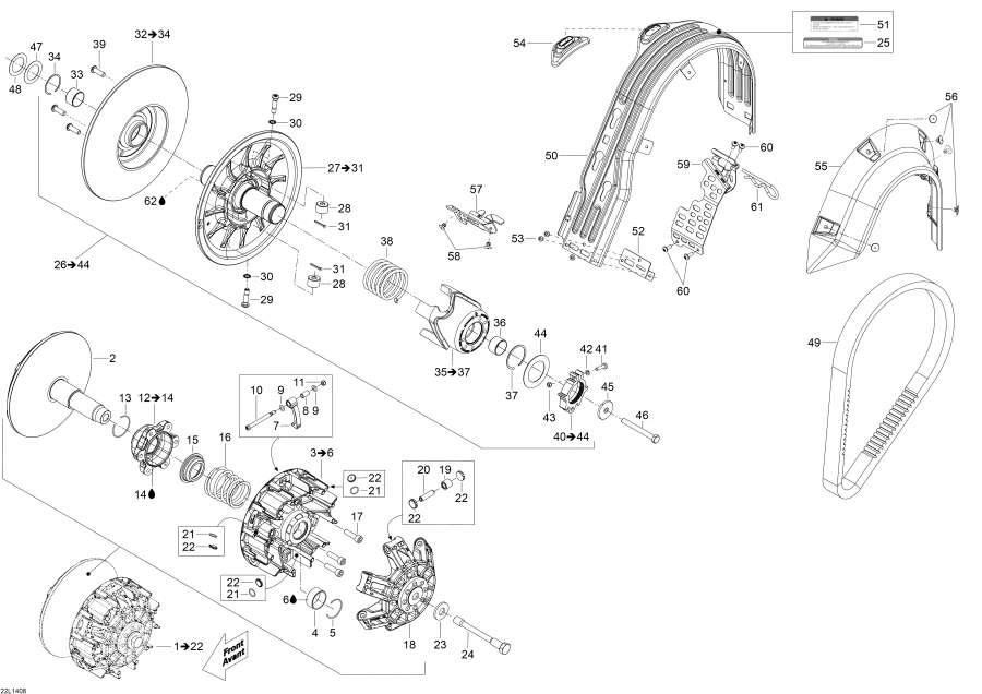 Snowmobile lynx  - Pulley System /  System