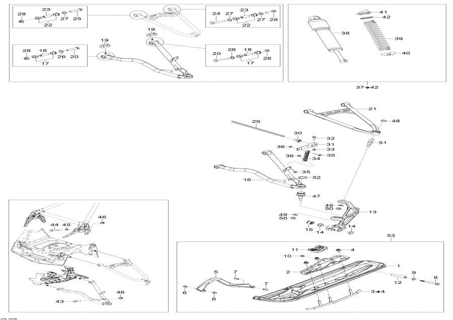 Snowmobile lynx  - Front Suspension And Ski