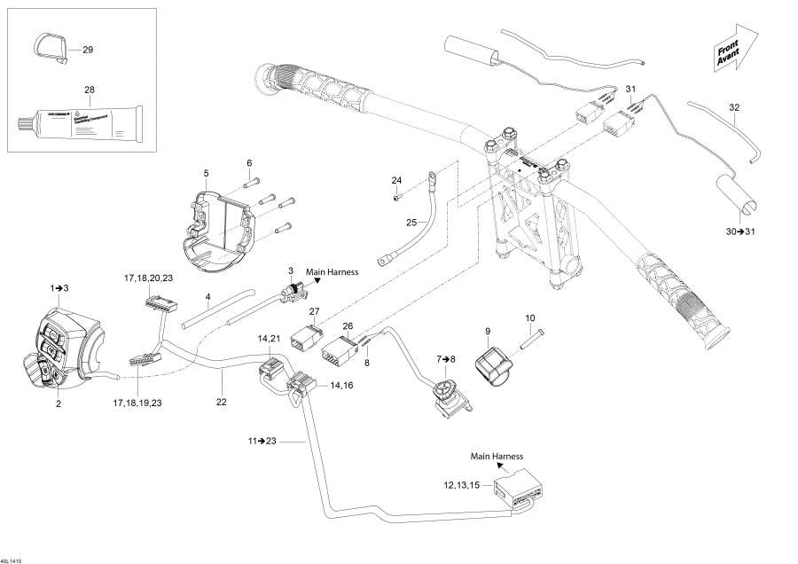 Snow mobile Lynx  - Steering Wiring Harness