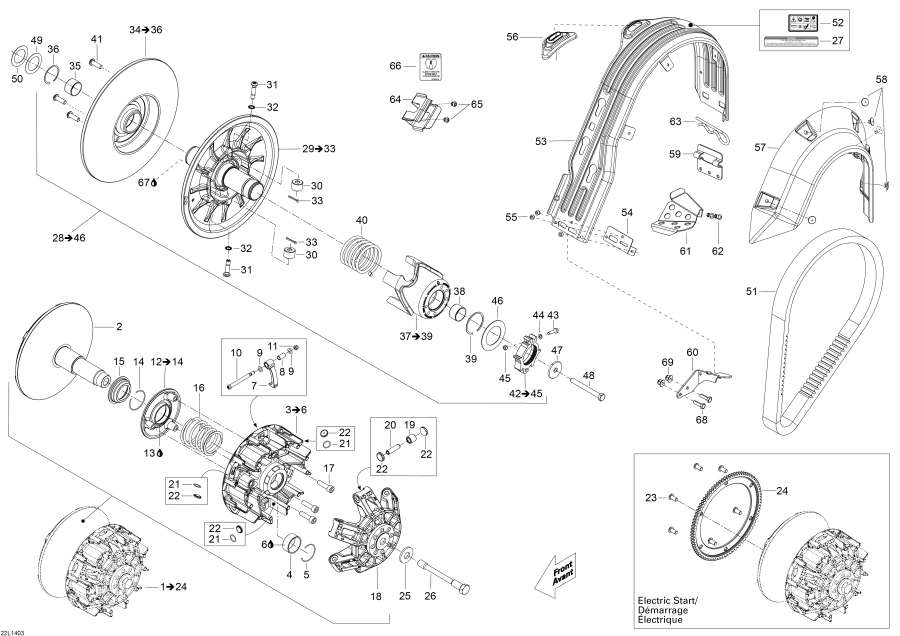 Snowmobiles lynx  - Pulley System -  System
