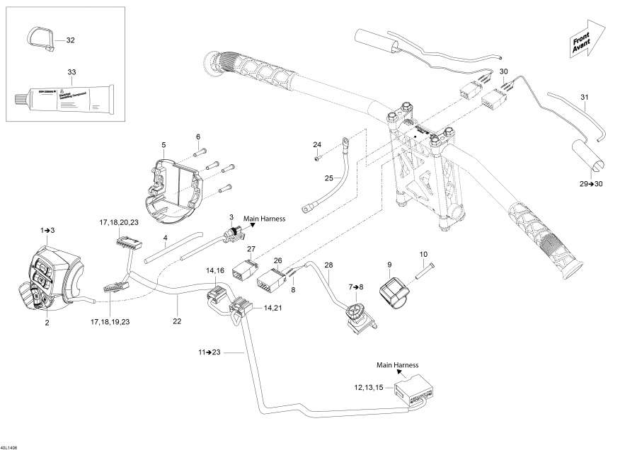 Snowmobile Lynx  - Steering Wiring Harness /   Wi  