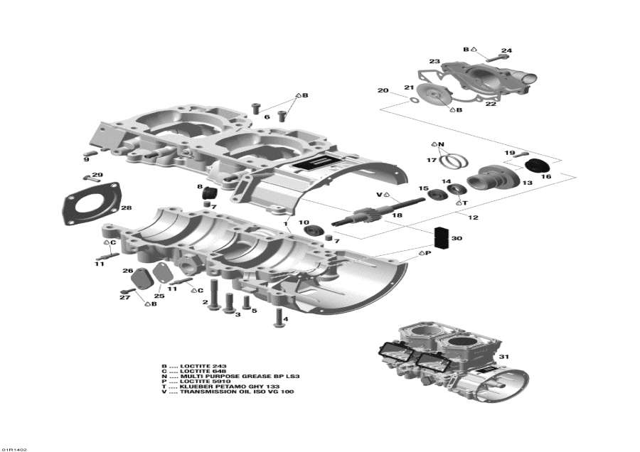 Snowmobile   - crancase And Water Pump - crancase   