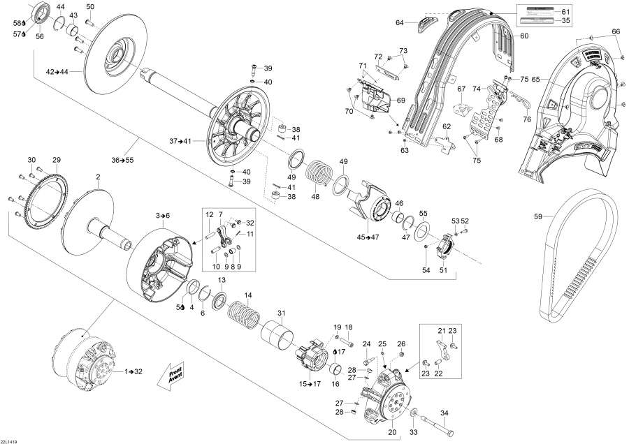 Snowmobile   - Pulley System, System