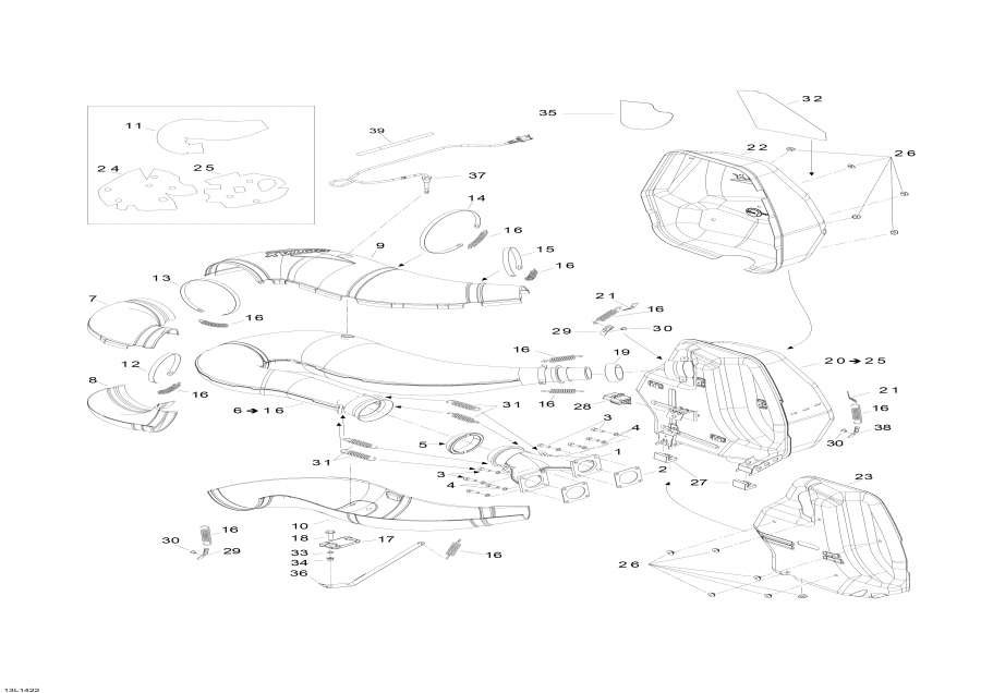 Snow mobile Lynx  - Exhaust System -  