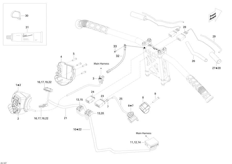 Snowmobile   - Steering Wiring Harness -   Wi  