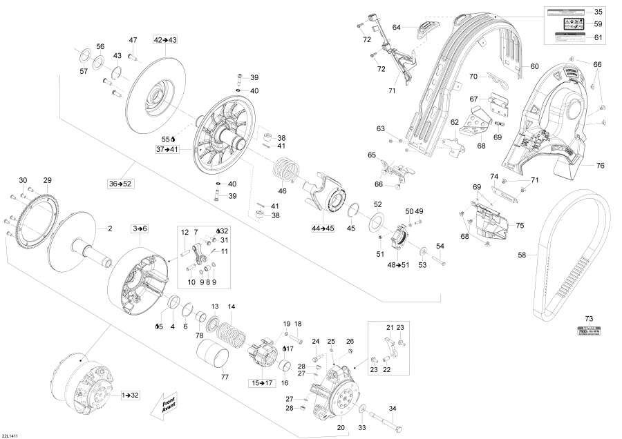 Snowmobiles Lynx  -  System - Pulley System