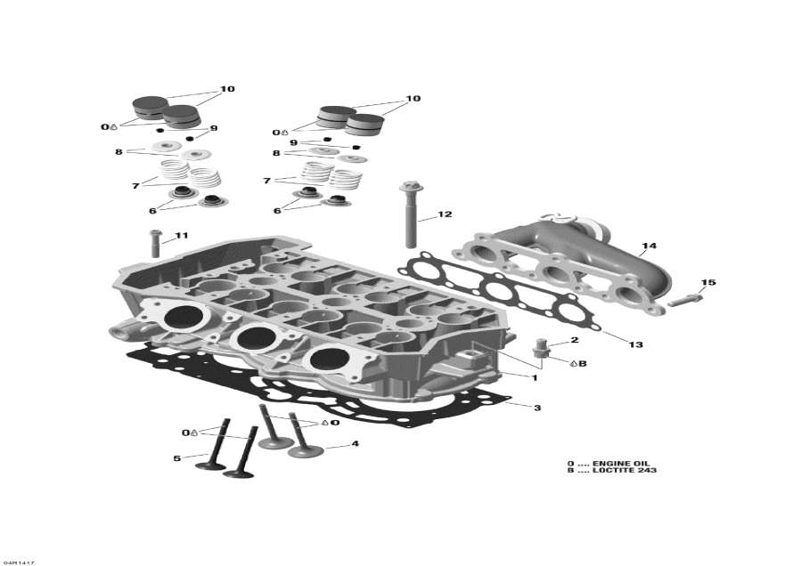 Snow mobile lynx  - Cylinder Head And Exhaust Manifold /     