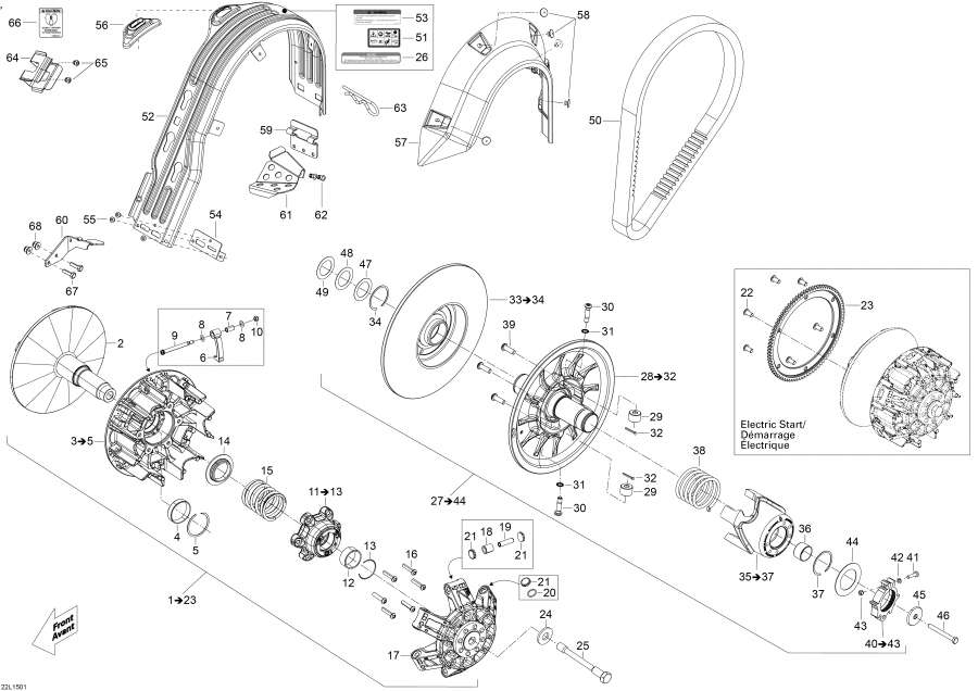 Snowmobile lynx  - Pulley System -  System