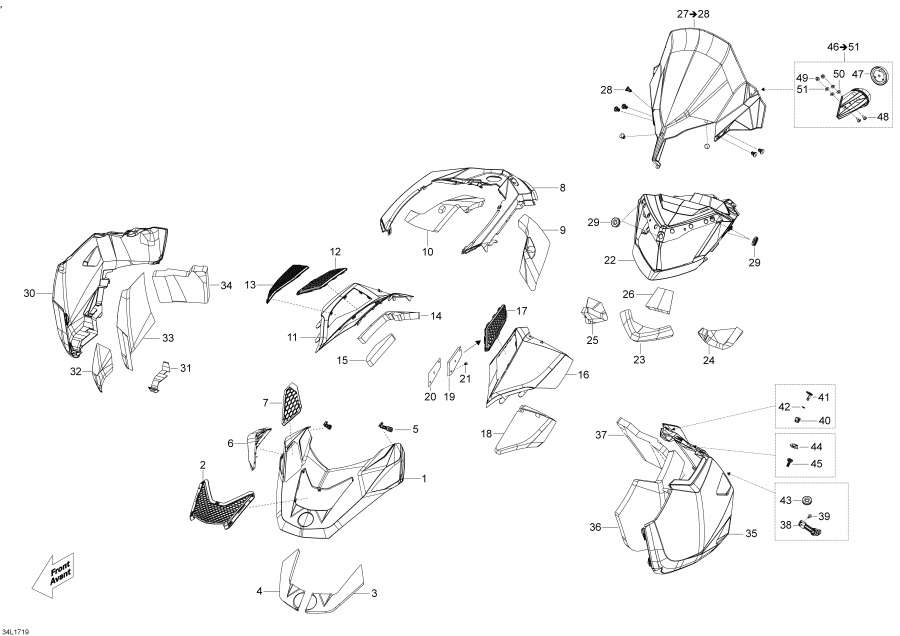 Snow mobile   - Hood And Windshield - Hood   