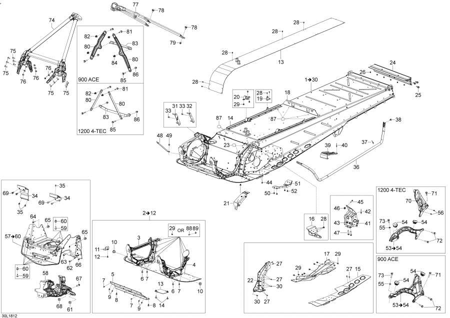 Snow mobile Lynx  -  69ranger - 900 Ace / Frame 69ranger - 900 Ace