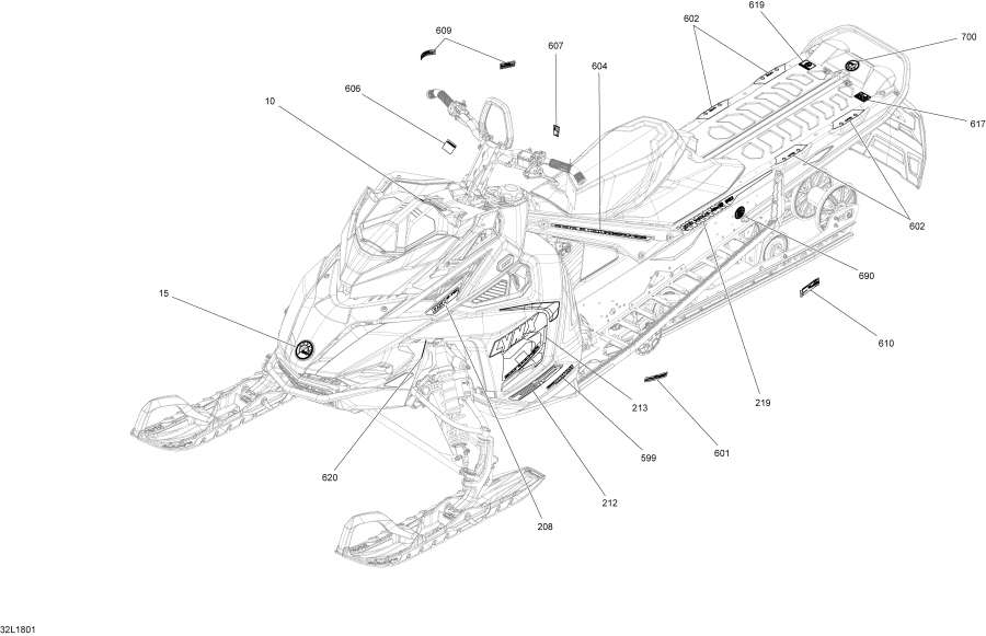 Snowmobile Lynx  - Decals Boondocker Engine 850 E-tec - Package Bd3700 Re