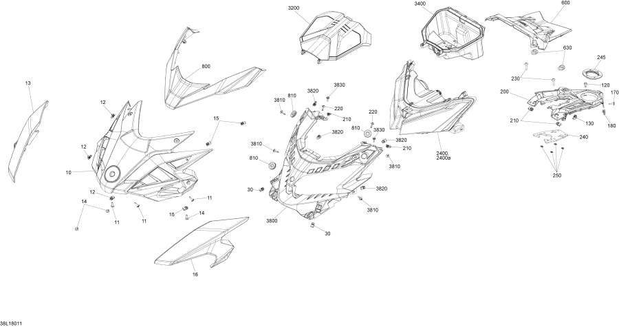 ��������� lynx  - Hood Front Part Boondocker Engine 850 E-tec - Package Re / Hood Front Part Boondocker ��������� 850 E-tec - Package Re