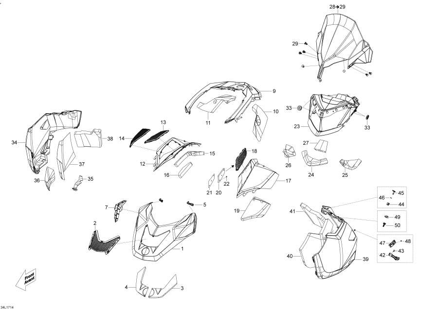 Snowmobile lynx  - Hood � �������� ������ - Hood And Windshield