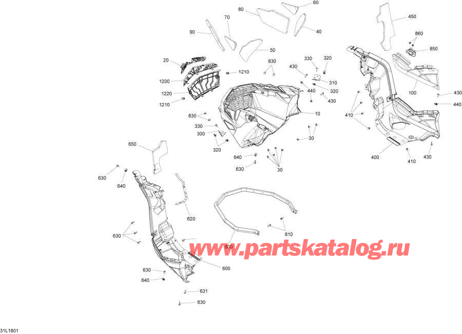 Snowmobile   - Bottom Pan Engine 850 E-tec /    850 E-tec