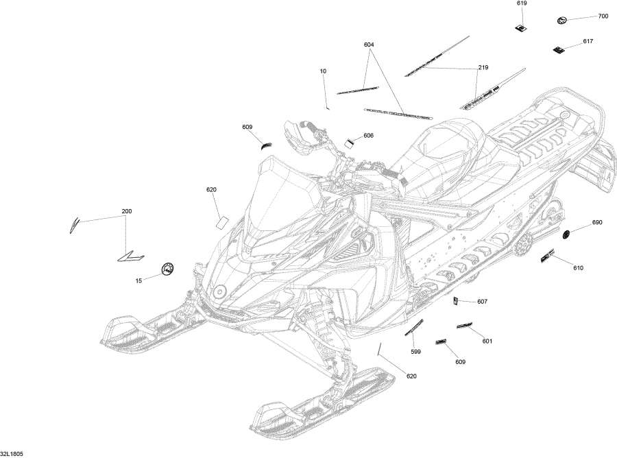 Snowmobile Lynx  - Decals Rave Engine 600 Rs