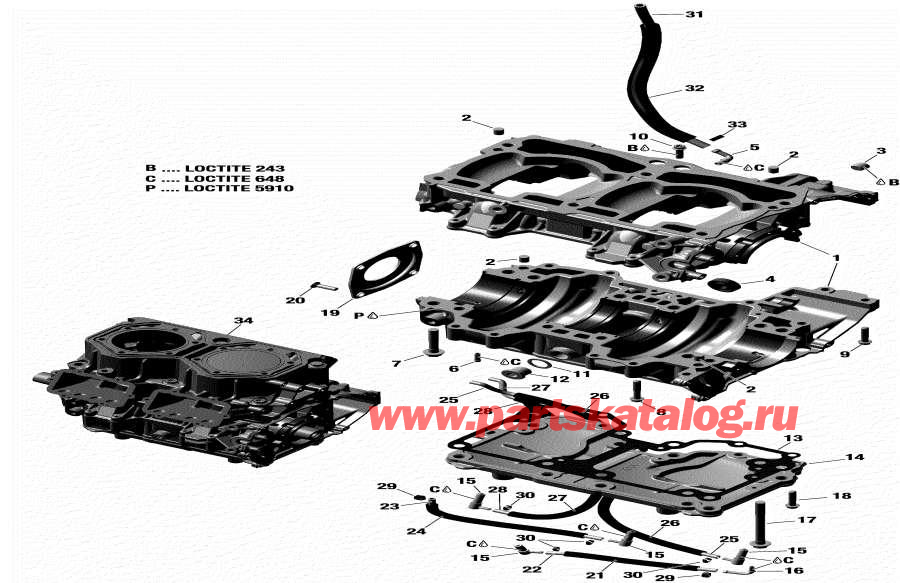 Snowmobile lynx  - Crankcase /  