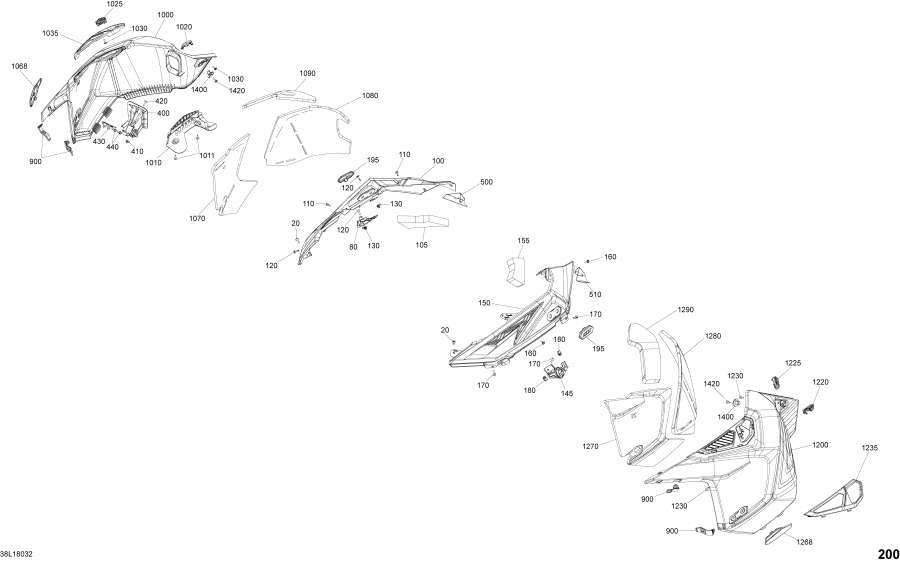 �������� �����  - Hood Side Part Xtrim ��������� 850 E-tec / Hood Side Part Xtrim Engine 850 E-tec