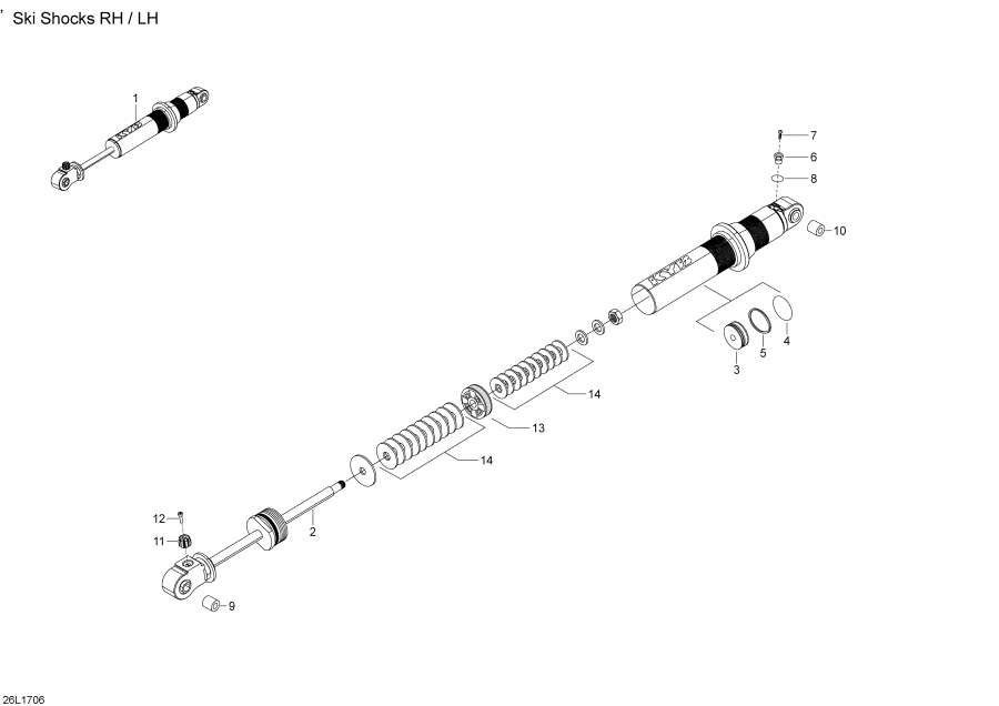 Snowmobiles Lynx  - Take Apart Shock, Front / Take Apart Shock, Front