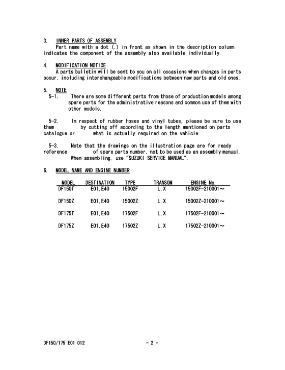 ��������� ��������, �� �������� �����, Suzuki DF175(Z)TL/X, Catalog preface - �������