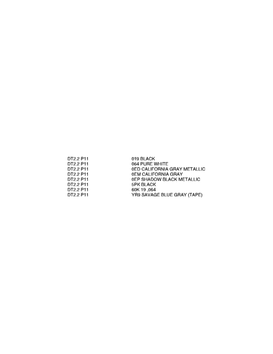 ��������� ������������ ��������, �� ��������� �������� ���������, Suzuki , ������� ������ / Color chart