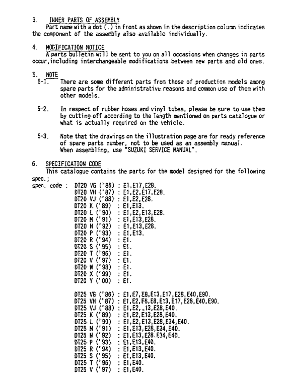 ��������� ��������, �� ��������� �������� �����, Suzuki DT30(R)S/L/LL/UL ������ 1992 ����, Catalog preface / �������
