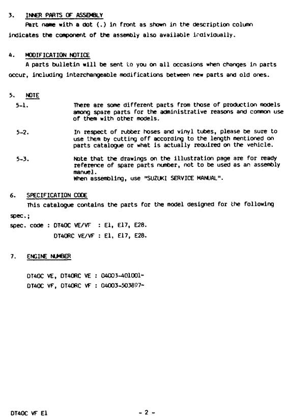 ����� ��������, �� ��������� ���������, Suzuki DT40CS/L/L2, Catalog preface