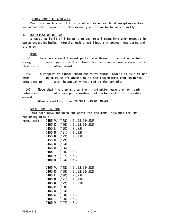 ������ �������������, �� ���������, Suzuki DT55S/L/LL, Catalog preface
