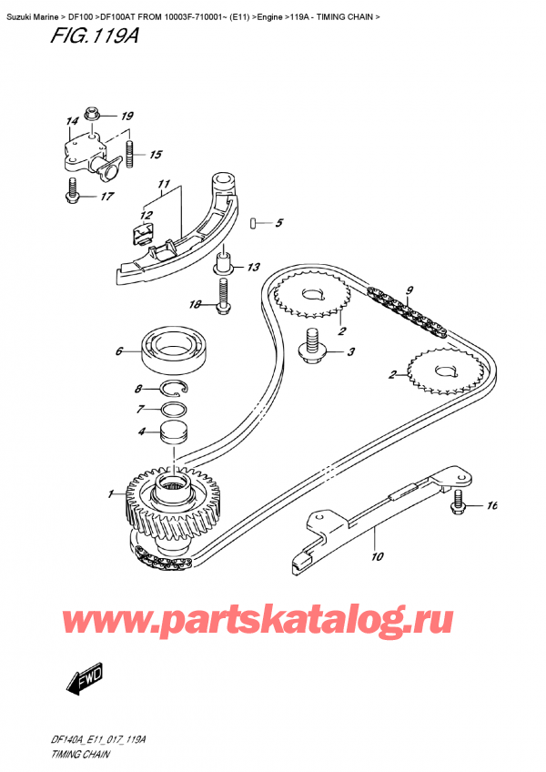 ������ ��������, �� ��������� ���������, Suzuki DF100A TL FROM 10003F-710001~ (E11) ������ 2017 ����, Timing  Chain