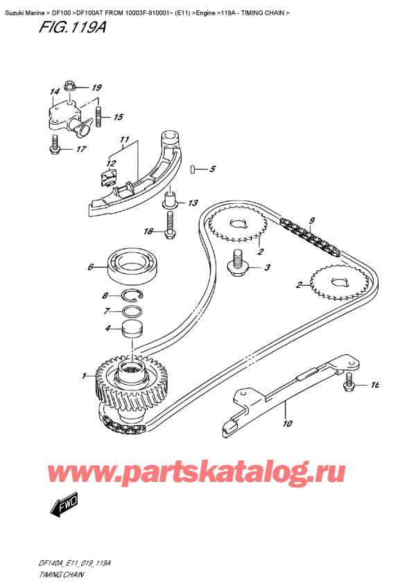 ������������ ��������, �� �������� �����, Suzuki DF100A TL FROM 10003F-910001~ (E11) ������ 2019 ����, Timing  Chain - �������������� ����