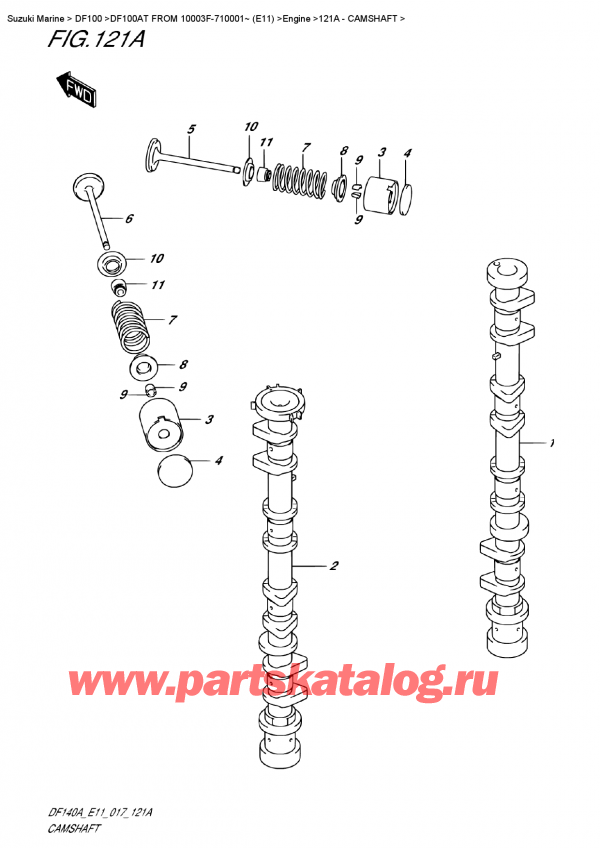 �������������, �� ��������� �������� �����, Suzuki DF100A TL FROM 10003F-710001~ (E11) ������ 2017 ����, Camshaft / ����������������� ���