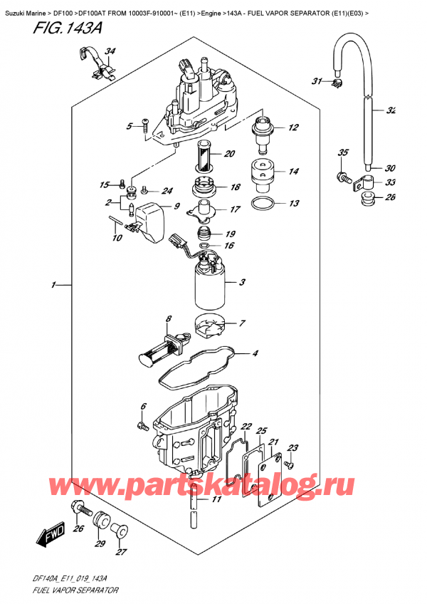 ,    , SUZUKI DF100A TL FROM 10003F-910001~ (E11)  2019 , Fuel  Vapor Separator  (E11)(E03)