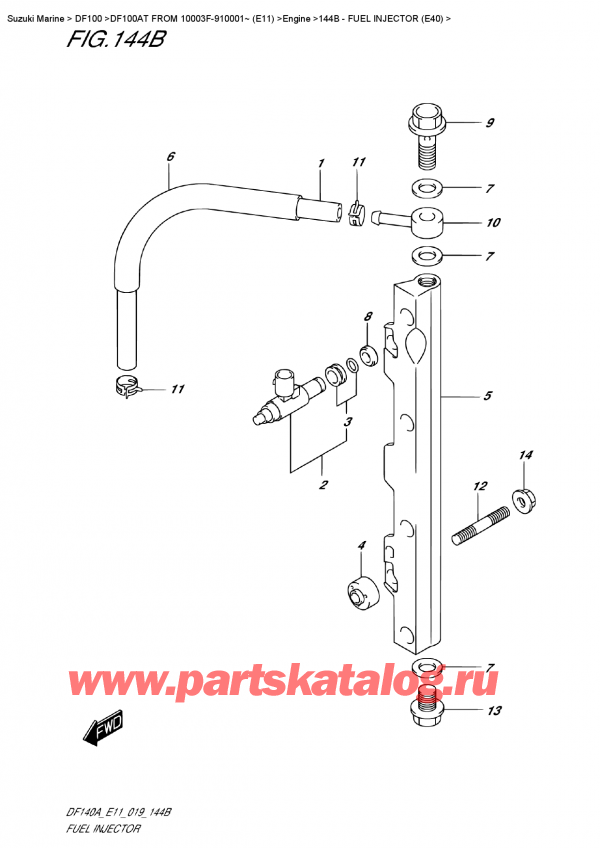  ,  , Suzuki DF100A TL FROM 10003F-910001~ (E11),   (E40) / Fuel  Injector  (E40)