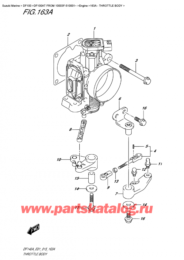 ��������� ��������, �� ��������� ���������, Suzuki DF100A TL FROM 10003F-510001~ (E01) ������ 2015 ����, �������� ����