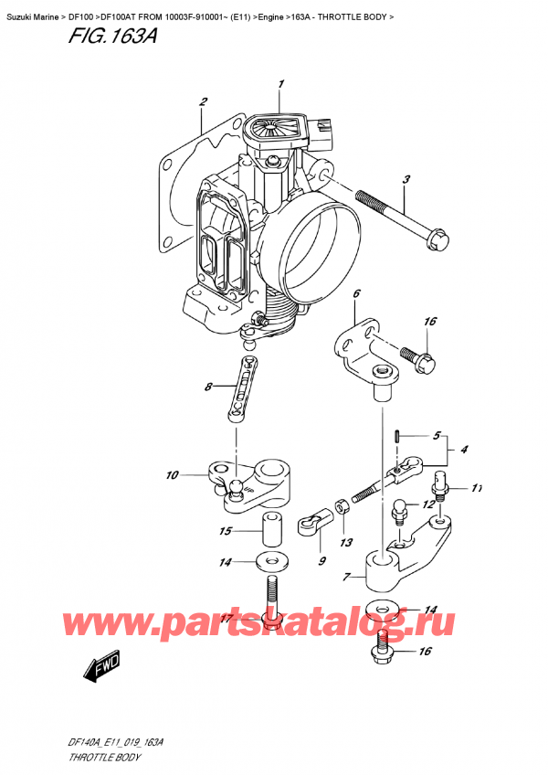  ,   , Suzuki DF100A TL FROM 10003F-910001~ (E11), Throttle Body -  