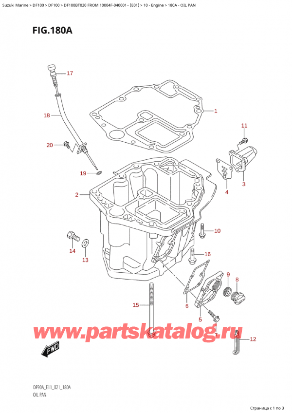  ,   , Suzuki DF100B TL/TX FROM 10004F-040001~ (E01), Oil Pan /  