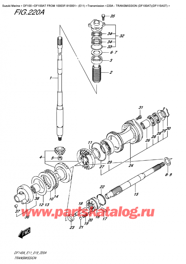   ,  ,  DF100A TL FROM 10003F-910001~ (E11), Transmission (Df100At)(Df115Ast)