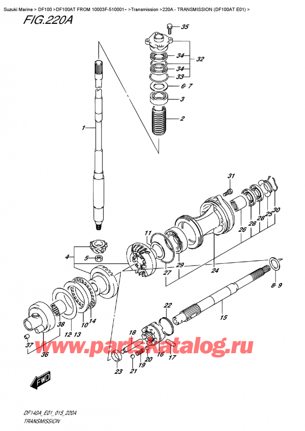   ,   , Suzuki DF100A TL FROM 10003F-510001~ (E01),  (Df100At E01) - Transmission (Df100At  E01)