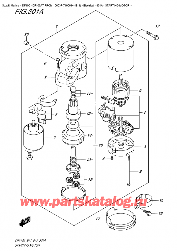  ,   , SUZUKI DF100A TL FROM 10003F-710001~ (E11)  2017 , Starting Motor -  