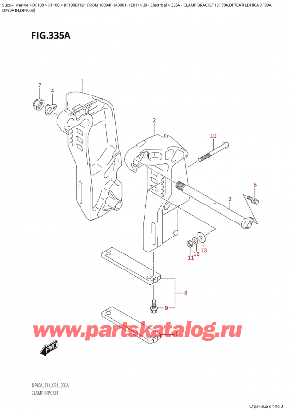  ,   , Suzuki DF100B TL/TX FROM 10004F-140001~ (E01), Clamp  Bracket  (Df70A,Df70Ath,Df80A,Df90A, /   (Df70A, Df70Ath, Df80A, Df90A,
