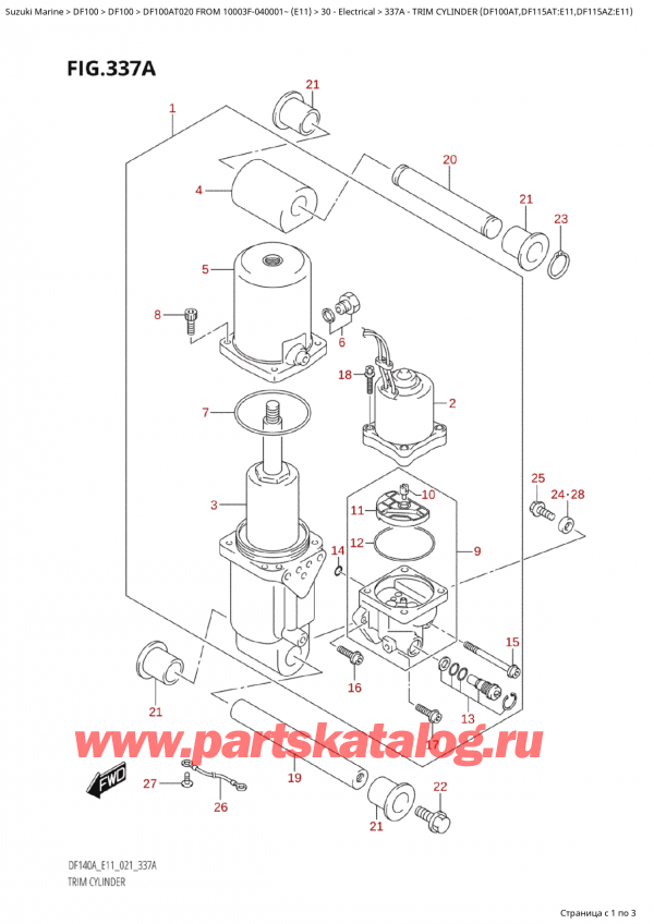 ,  , Suzuki Suzuki DF100A TL FROM 10003F-040001~  (E01 020),   (Df100At, Df115At: e11, Df115Az: e11) / Trim Cylinder (Df100At,Df115At:e11,Df115Az:e11)