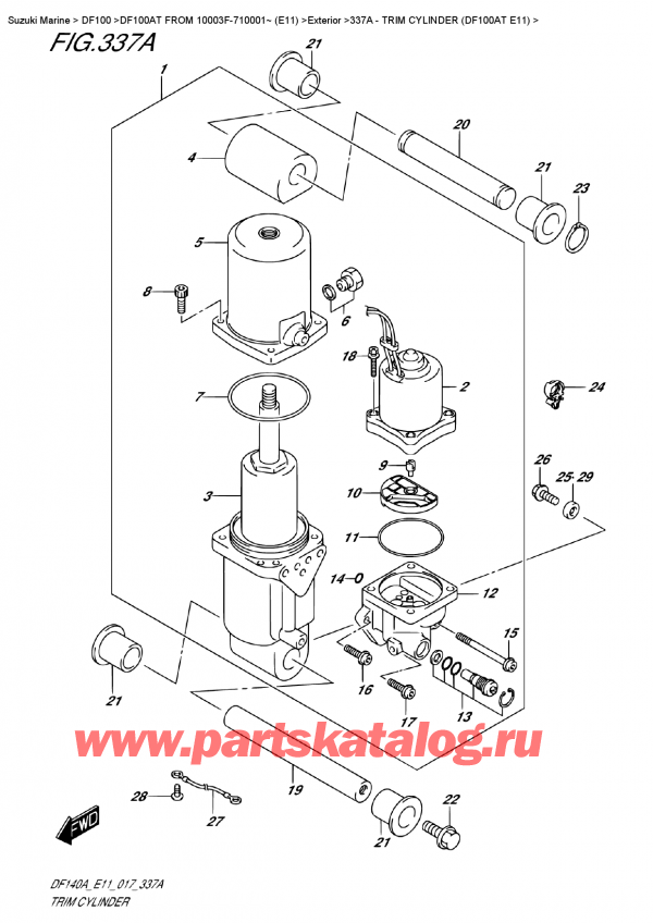  ,  , Suzuki DF100A TL FROM 10003F-710001~ (E11), Trim  Cylinder  (Df100At  E11) -   (Df100At E11)