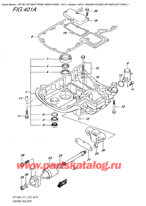  ,   , Suzuki DF100A TL FROM 10003F-910001~ (E11)  2019 , Engine  Holder  (Df100At)(Df115Ast)