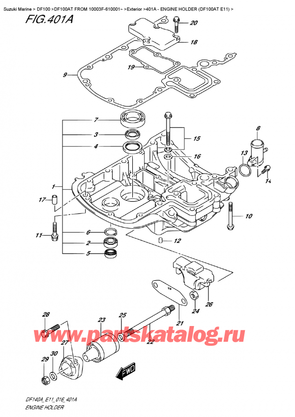 ,   , Suzuki DF100AT   FROM 10003F-610001~   2016 , Engine  Holder (Df100At  E11) /   (Df100At E11)