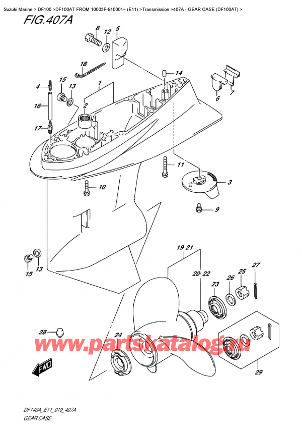 ������������ ��������, �� ��������� ���������, Suzuki DF100A TL FROM 10003F-910001~ (E11) ������ 2019 ����, Gear Case (Df100At)