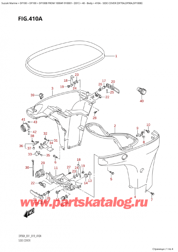   ,   , Suzuki Suzuki DF100B TL / TX FROM 10004F-910001~  (E01 019)  2019 ,   (Df70A, Df90A, Df100B)